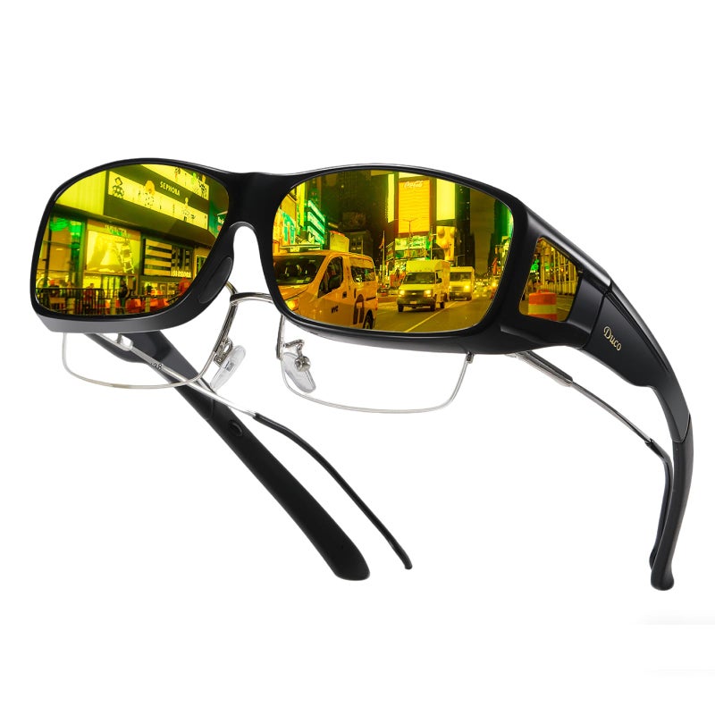 DUCO Night Driving Glasses Night Vision Glasses Fit Over Glasses for Men Women Polarized Anti-Glare Pro Yellow Lens 8953Y - Image 1